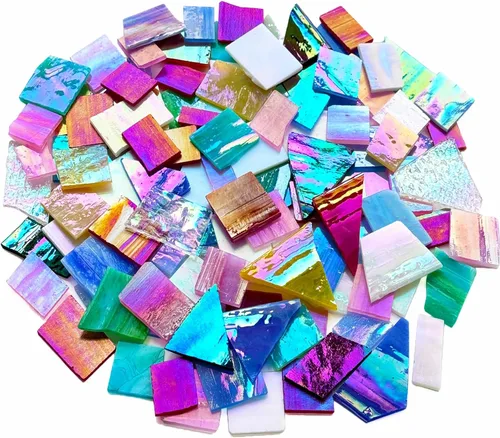 Miniatura 6 de Coloridos restos de vitrales, mosaico de vidrio transparente para manualidades a granel, hojas de vitrales irregulares, paquete de valor de 35 onzas