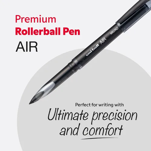 Miniatura 2 de uni-ball UB-188-M Micro Air Rollerball Plumas. Punta premium de 0.020 in para escritura a mano súper suave. Escribe como una pluma estilográfica.