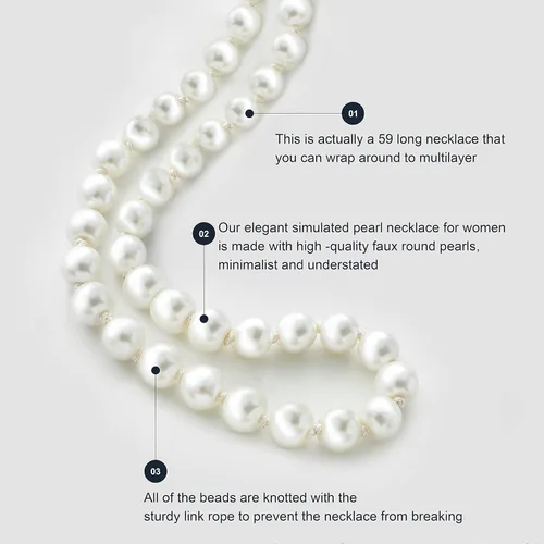 Miniatura 3 de BABEYOND - Collar de perlas sintéticas estilo art deco de la década de 1920, collar de perlas largas para fiesta de disfraces de estilo Gatsby