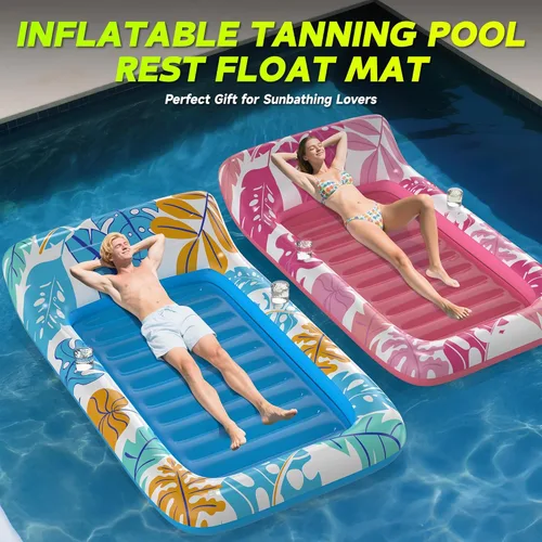Miniatura 7 de CACSPS Flotadores inflables de piscina para adultos, sillas flotantes con portavasos, flotadores de piscina resistentes para diversión acuática