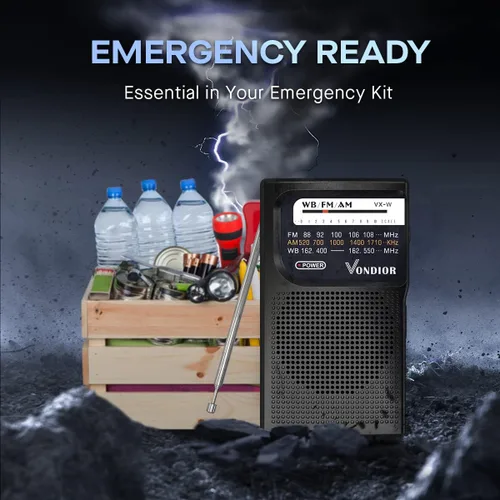 Miniatura 6 de Vondior Radio meteorológica NOAA portátil, Radio de emergencia NOAA/AM/FM operada por batería con la mejor recepción, Radio de alerta meteorológica