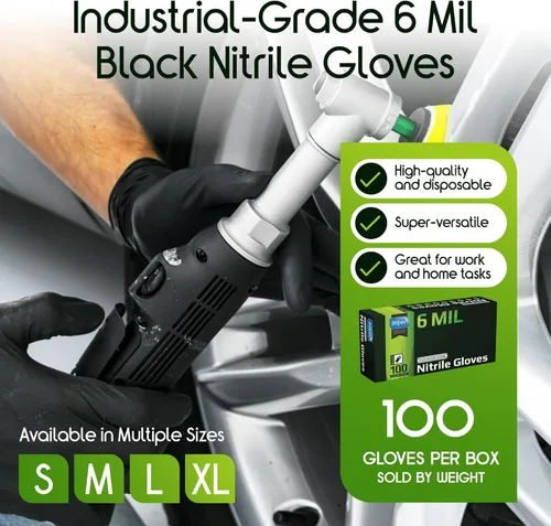 Miniatura 2 de Inspire Guantes negros de nitrilo resistentes a los químicos de 6 mil de nitrilo resistentes a los productos químicos de limpieza de cocina