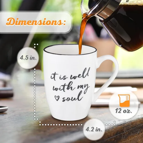 Miniatura 2 de Regalos de Arte Cristiano Apto para microondas y lavavajillas Taza de café y té de cerámica inspiradora para mujeres y hombres: Está bien con mi