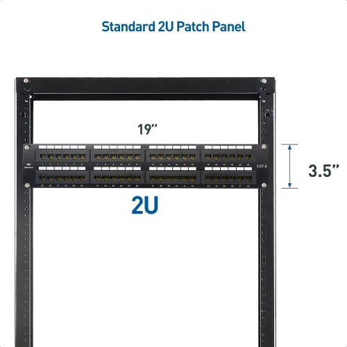 Miniatura 6 de Cable Matters - Panel de conexión de 48 puertos para montaje en rack o montaje en pared de 19 pulgadas con barra de soporte, panel de conexión
