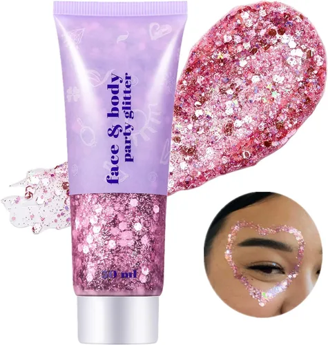 Miniatura 15 de Go Ho Gel de purpurina púrpura de sirena, purpurina holográfica para el cabello morado para niños y mujeres, lentejuelas gruesas para ojos, labios