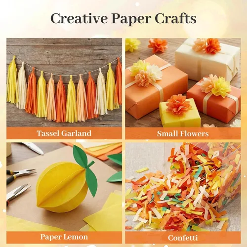 Miniatura 6 de Koogel 112 hojas de papel de seda naranja, papel de seda amarillo de 20 x 14 pulgadas para bolsas de regalo, manualidades, decoración de envoltura