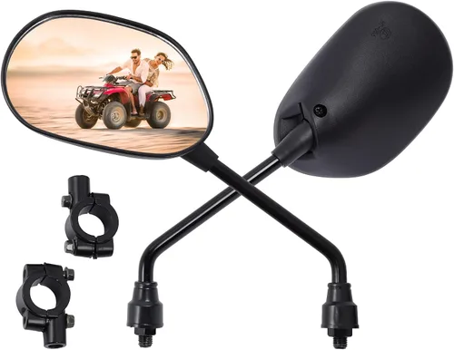 Espejos universales para motocicleta, espejos ATV negros de 0.394 pulgadas para manillar con montaje de 7/8 pulgadas, compatible con Honda Yamaha,