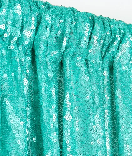 Miniatura 12 de ShinyBeauty Cortinas de lentejuelas 2 paneles de 2 x 8 pies, cortinas de fondo de fiesta verde azulado con purpurina para bodas, Navidad, Año Nuevo