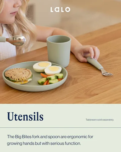 Miniatura 2 de Lalo Utensils - Juego de tenedor y cuchara para niños pequeños - Utensilios ergonómicos para niños pequeños de acero inoxidable y silicona - Juego