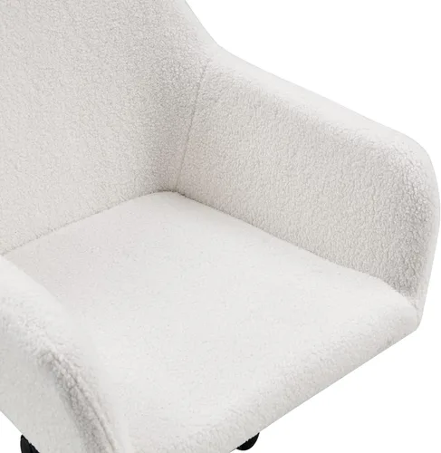 Miniatura 8 de Silla de oficina en casa, moderna silla de escritorio de piel sintética copetuda con respaldo medio, silla giratoria ajustable para oficina en casa