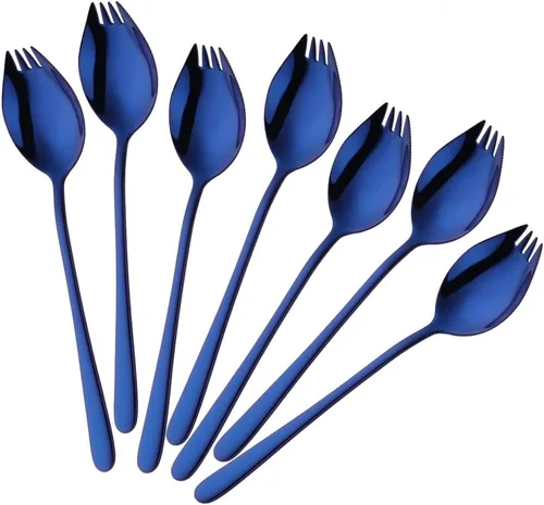 Miniatura 11 de Buyer Star Sporks - Juego de 6 tenedores de acero inoxidable 18/8 para uso diario en el hogar, 7.6 pulgadas, 1.6 onzas, cuchara para helado
