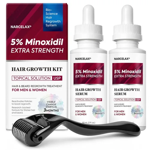 Kit de crecimiento del cabello de minoxidil al 5% para hombres y mujeres: suero de tratamiento de regeneración de barba minoxidil extra fuerte con