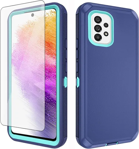 Miniatura 8 de Asuwish Funda de teléfono para Samsung Galaxy A73 5G 2022 con protector de pantalla de vidrio templado y cubierta para celda, híbrida, resistente, a