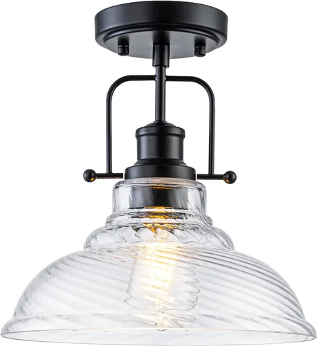 Miniatura 8 de WILON Lámpara de techo rústica de granja, luz de techo de vidrio semillado, luces de techo semiempotradas óxido, accesorios de iluminación