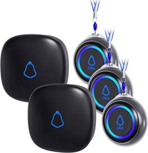 Miniatura 11 de Localizador de cuidador, botón de llamada inalámbrico para personas mayores/ancianos en casa, 1 botón SOS + 1 receptor sistema de alerta médica