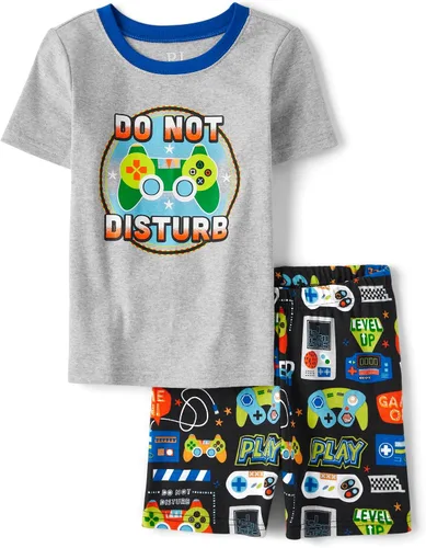 Miniatura 5 de The Children's Place Conjunto de pijama de 2 piezas con camiseta de manga y pantalones cortos para niños, 100 % algodón