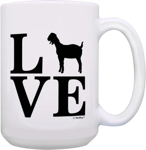 Miniatura 8 de ThisWear Barnyard Farm Animal Goat Love Heart Barn Yard Billy Goat - Taza de café, taza de té, color blanco