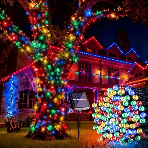 Miniatura 9 de Joomer Luces Solares Navideñas en Cadena, 39 pies, 100 LED, luces impermeables para exteriores con 8 modos de luces centelleantes para jardín