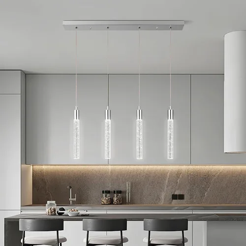 Miniatura 2 de Iluminación moderna para isla de cocina, lámpara colgante cromada, regulable, LED, acabado cromado, mini luces colgantes de cristal para comedor