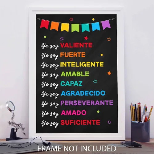 Miniatura 3 de Jinniee Yo Soy Valiente Fuerte Amado - Póster inclusivo en español, afirmaciones positivas para niños, autoestima, escuela en casa, decoración