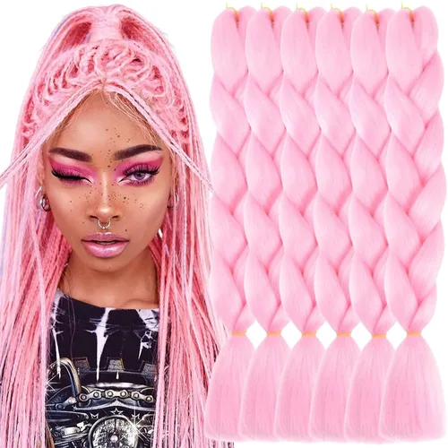 Miniatura 30 de 3 paquetes de extensiones de cabello sintético para trenzar de color negro a azul, tamaño jumbo ombré, de 24 pulgadas o trenzas de ganchillo