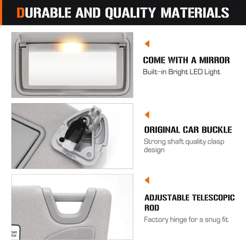 Miniatura 2 de Visera solar con luz de tocador para Nissan Altima 2013-2018 sin techo solar, repuesto para parasol gris del lado derecho del pasajero 96400-3TA2A