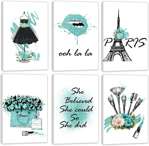 Miniatura 9 de HoozGee Juego de 6 pósteres enmarcados de maquillaje de moda, decoración de pared con marco de París, impresiones artísticas de pared