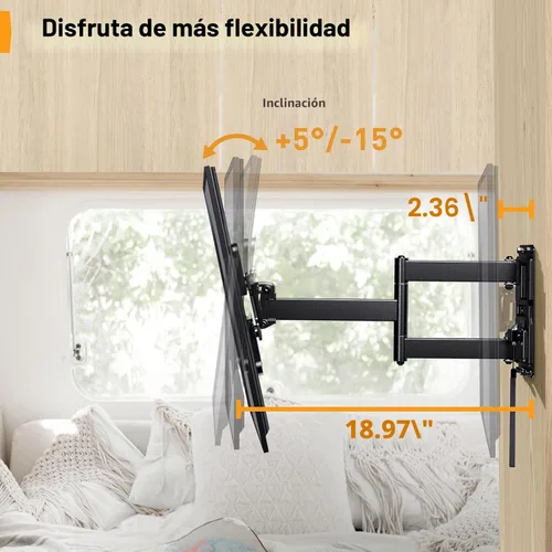 Miniatura 5 de Perlegear Soporte de TV RV con cerradura para televisores de 13 a 43 pulgadas de hasta 44 libras, soporte de pared para TV RV de movimiento completo