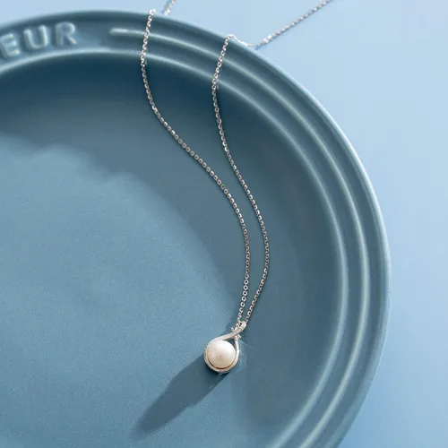 Miniatura 5 de FANCIME Pearl Jewelry Gifts June Birthstone Necklace 9-10mm Genuine Cultured Freshwater Pearl in Sterling Silver Infinity Pearl Necklace Fine