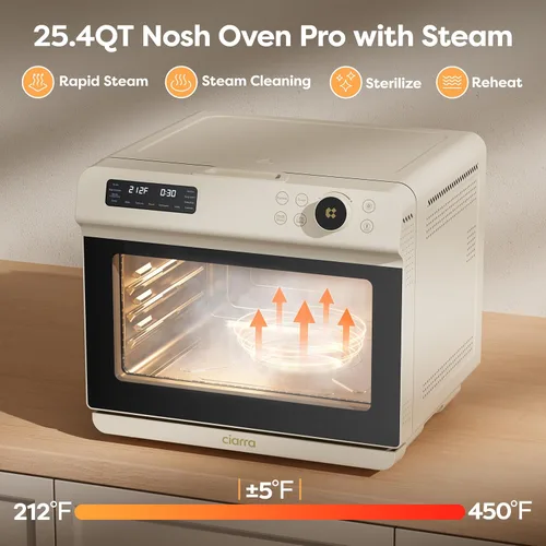 Miniatura 2 de CIARRA Horno de Vapor de Encimera 12 en 1 con Freidora de Aire, Combo de Freidora de Aire de Vapor de 25.4QT Nosh Oven Pro - Tostador de Convección