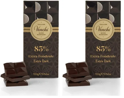 Venchi - 85% Barra de chocolate extra oscuro, 3.52 onzas - Mezclas de cacao fino - Sin gluten - Vegano (paquete de 2)