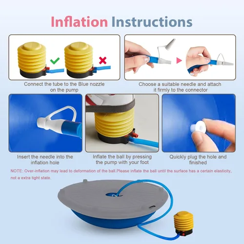 Miniatura 7 de kisnbld Entrenador de media pelota de equilibrio, pelota de ejercicio inflable de 19/23 pulgadas con bandas de resistencia y pelota de pilates