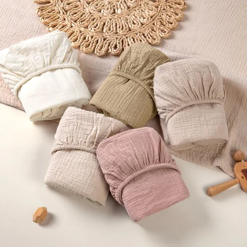 Miniatura 142 de lulumoon Sábanas de muselina para moisés para bebé: sábanas ajustables suaves para moisés de cabecera para niños y niñas Oliva y Crema