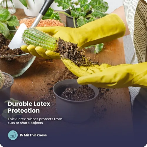 Miniatura 4 de Guantes para lavar platos, guantes de goma, guantes de cocina amarillos, guantes largos para protección de manos y trabajo