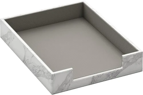Miniatura 8 de Bandeja de cartas de cuero, organizador de escritorio elegante THIPOTEN para suministros de oficina, correo, papel, archivo, revista, organización