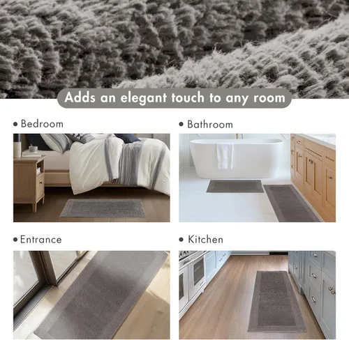 Miniatura 7 de Alfombra de baño reversible Madison Park Splendor 100% algodón copetudo de 3000 g/m² de calidad hotelera de lujo con pelo medio, absorbente, secado