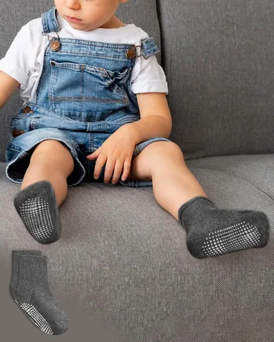 Miniatura 5 de BOOPH Calcetines antideslizantes para bebés, niños y niñas, con agarres, 12 pares