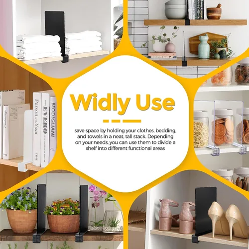 Miniatura 8 de JOY DECOR Paquete de 6 Divisores de Estantes Acrílicos Transparentes para Organizador y Almacenamiento de Armarios, Separadores de Estantes