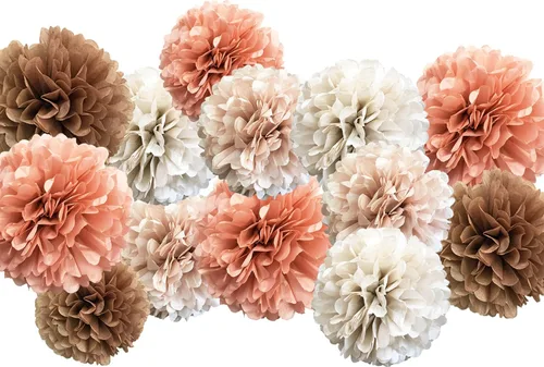 Miniatura 7 de 20 pompones de papel de seda – Decoraciones colgantes de papel de seda flores para novia, boda, despedida de soltera, cumpleaños, fiesta