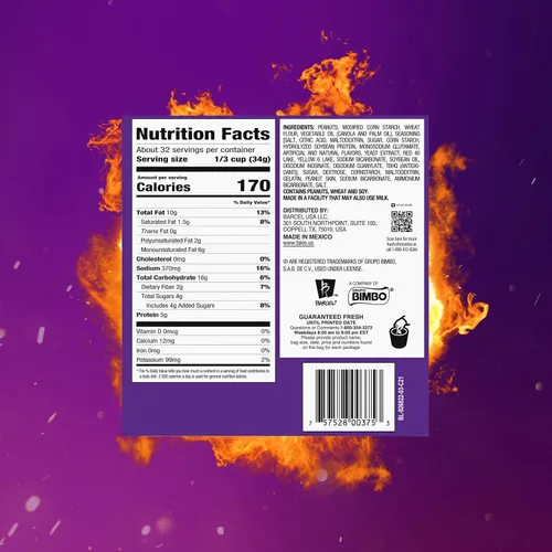 Miniatura 2 de Takis Fuego Hot Nuts - Caja de 12 unidades / 3.2 onzas, sabor a chile picante y lima, cacahuetes extremadamente picantes dobles
