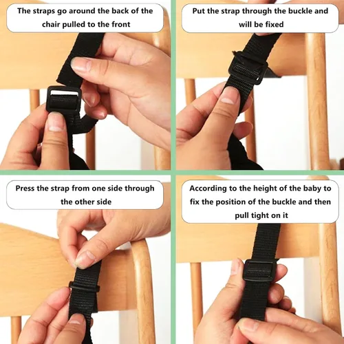 Miniatura 7 de Correas de asiento universales de 5 puntos, cinturón de arnés ajustable para silla alta, cinturón de arnés con 4 almohadillas para los hombros