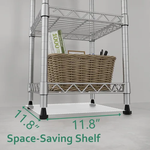 Miniatura 7 de GIOTORENT Estantería Metálica de Pie de 5 Niveles, Unidades de Estante de Alambre de Altura Ajustable, Rack de Exhibición para Lavandería Baño Gris