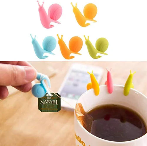 Miniatura 5 de Lindo caracol forma de silicona bolsa de té soporte infusor de té filtros de té de infusión de té de unicornio colador de té forma más empinada