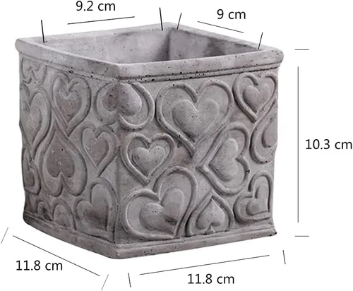 Miniatura 2 de NICOLE - Moldes cuadrados de silicona para maceteros de concreto para hacer macetas de flores para patrones de textura de corazón, jardinería, SH0656