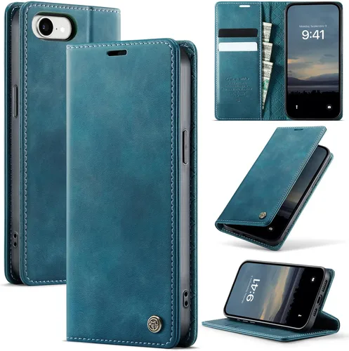Miniatura 77 de Funda tipo cartera para iPhone 13 de piel tipo cartera con tarjetero y función atril, cierre magnético, bloqueo RFID, TPU a prueba de golpes