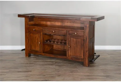 Miniatura 4 de Pemberly Row Unidad de Bar Independiente de Madera Estilo Granja de 78", Estante para Copas de Vino, Gabinetes de Almacenamiento, para Cocina