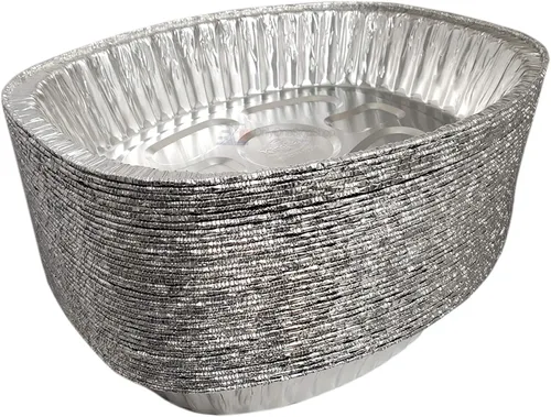 Miniatura 4 de Sartén ovalada desechable para asar pavos, extra grandes, papel de aluminio resistente, forma ovalada profunda para pollo, carne, pechuga, asado