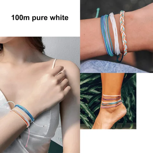 Miniatura 3 de 328.1 ft blanco 0.039 in de poliéster encerado pulsera cordón de cera recubierto de cera para pulseras hilo encerado para hacer joyas cuerda