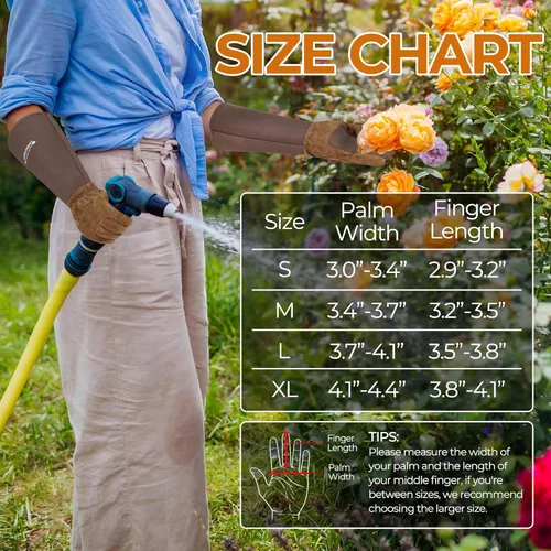 Miniatura 6 de HANDLANDY Guantes largos de jardinería para hombres y mujeres, guantes de poda de rosas de cuero de vaca - guantes tipo manopla transpirables