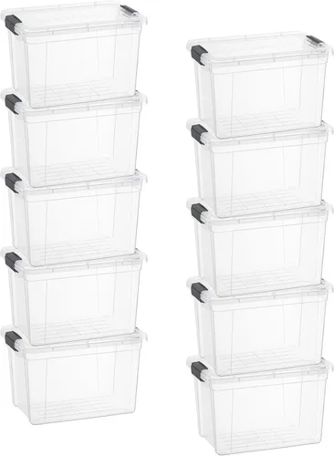 Miniatura 19 de Superio - Cajas de almacenamiento pequeñas planas transparentes con tapas, contenedores de plástico de 4.5 cuartos de galón para organizar, cajas